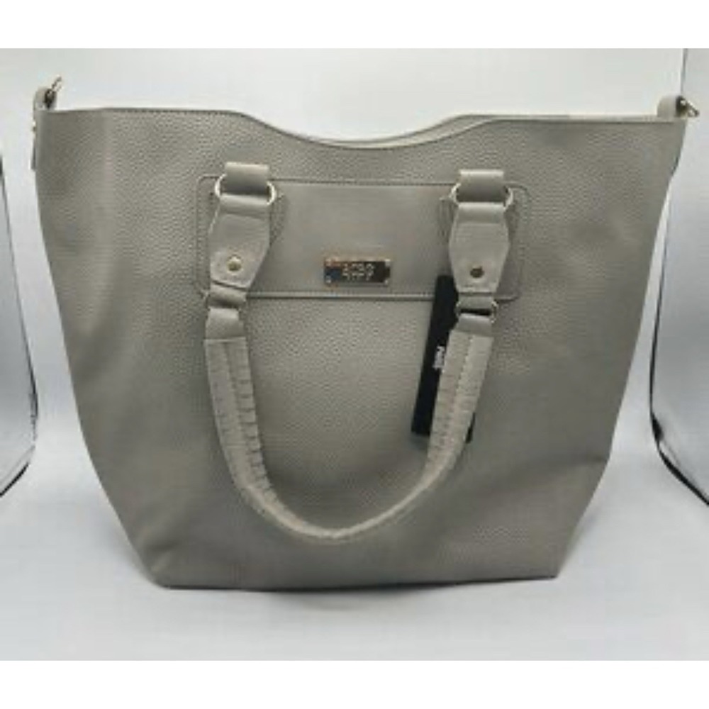 NWT BCBG Gray Leather Tote Purse MSRP $168